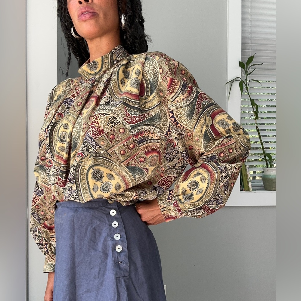 Vintage mixed print blouse